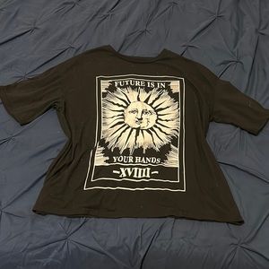 Baggy black tarot card shirt, good condition.